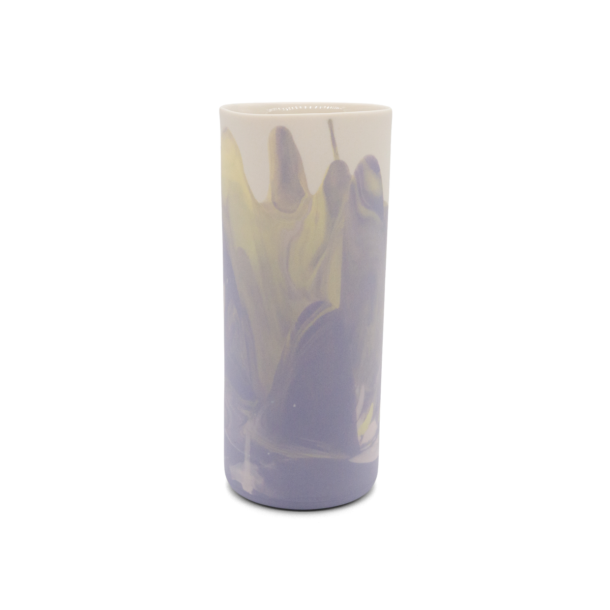 Marmorierte Porzellanvase in Zartrosa, Lila, Pastellgelb und Vintage Weiß - handgemacht in Berlin.
