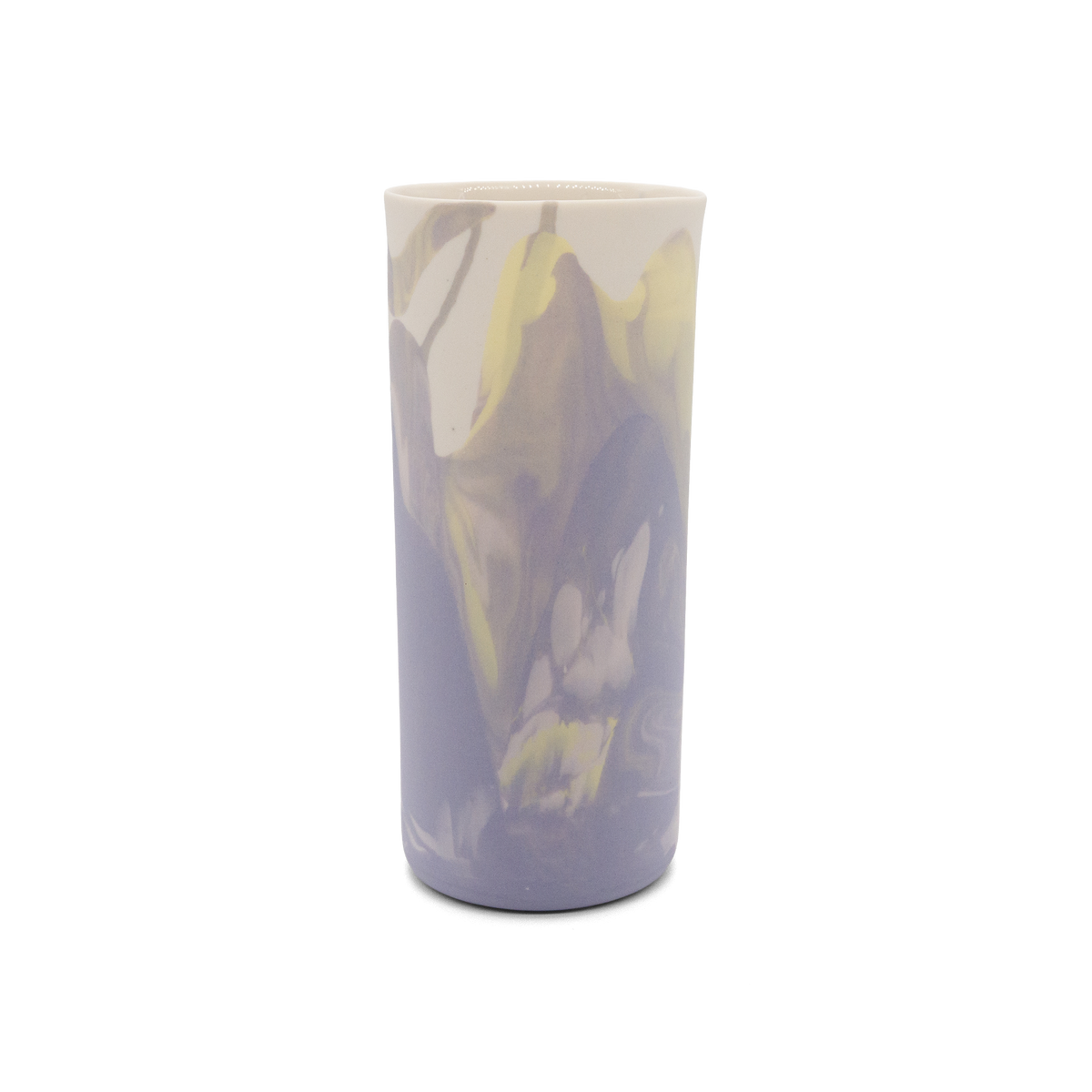 Marmorierte Porzellanvase in Zartrosa, Lila, Pastellgelb und Vintage Weiß - handgemacht in Berlin.