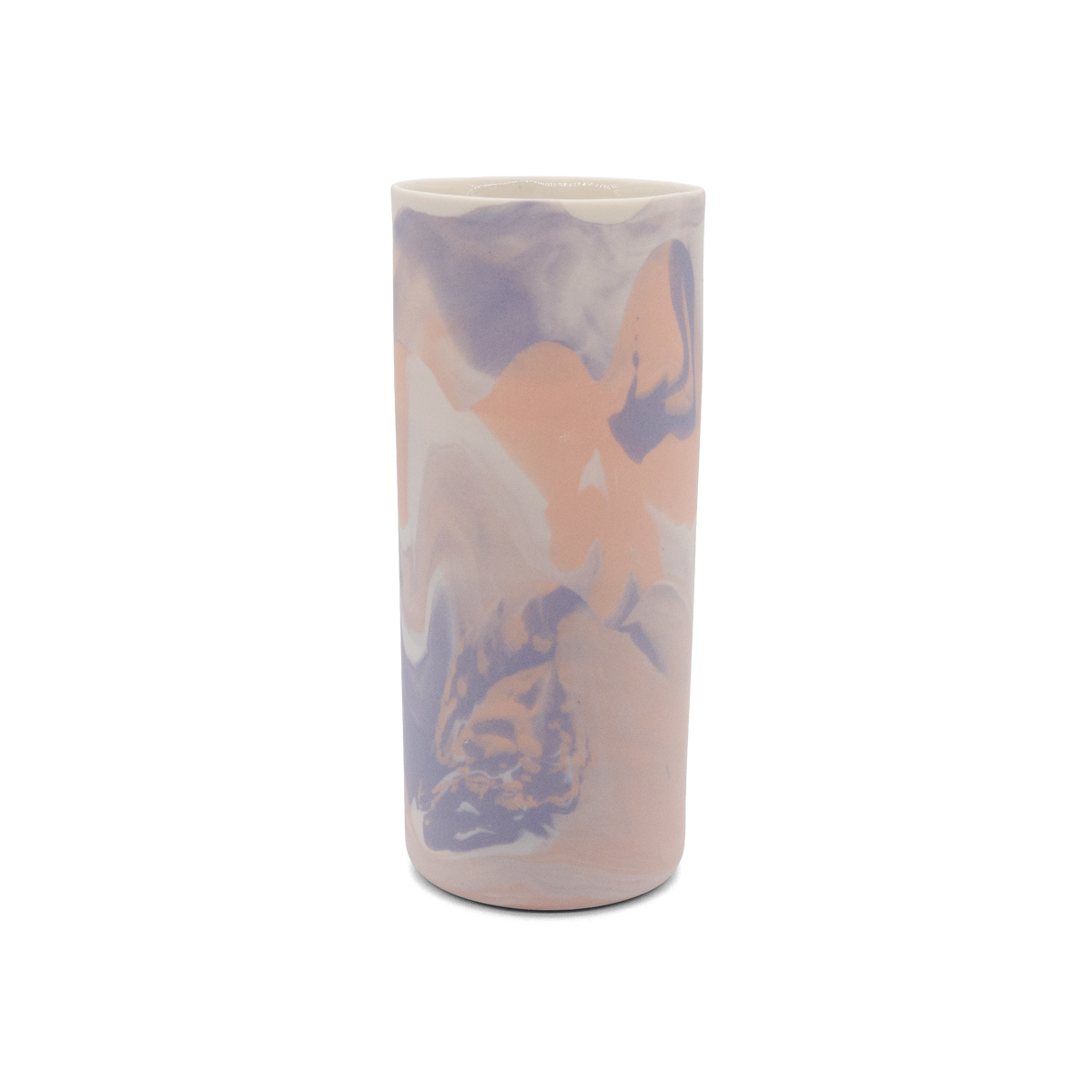 Marmorierte Porzellanvase in Pastellorange, Lila und Vintage Weiß - handgemacht in Berlin.