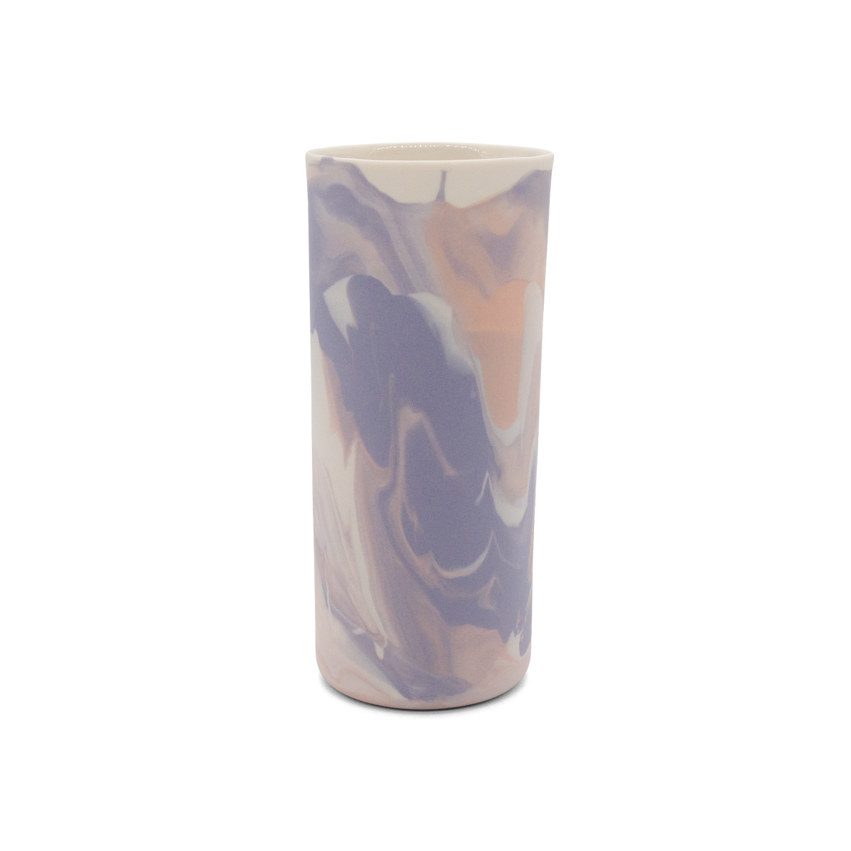 Marmorierte Porzellanvase in Pastellorange, Lila und Vintage Weiß - handgemacht in Berlin.
