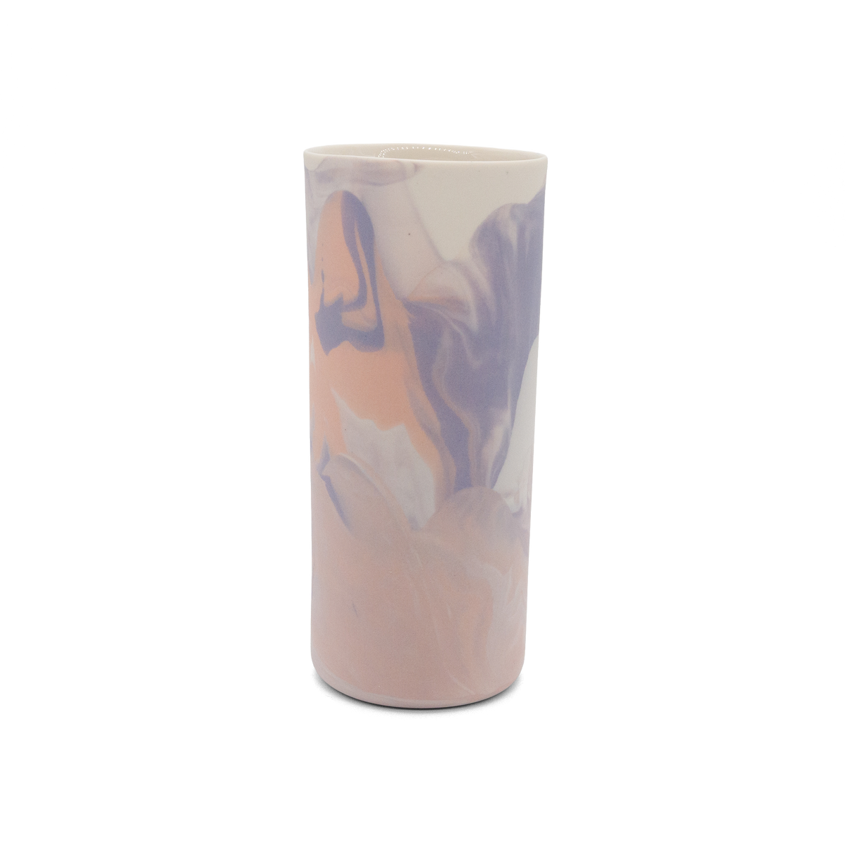 Marmorierte Porzellanvase in Pastellorange, Lila und Vintage Weiß - handgemacht in Berlin.