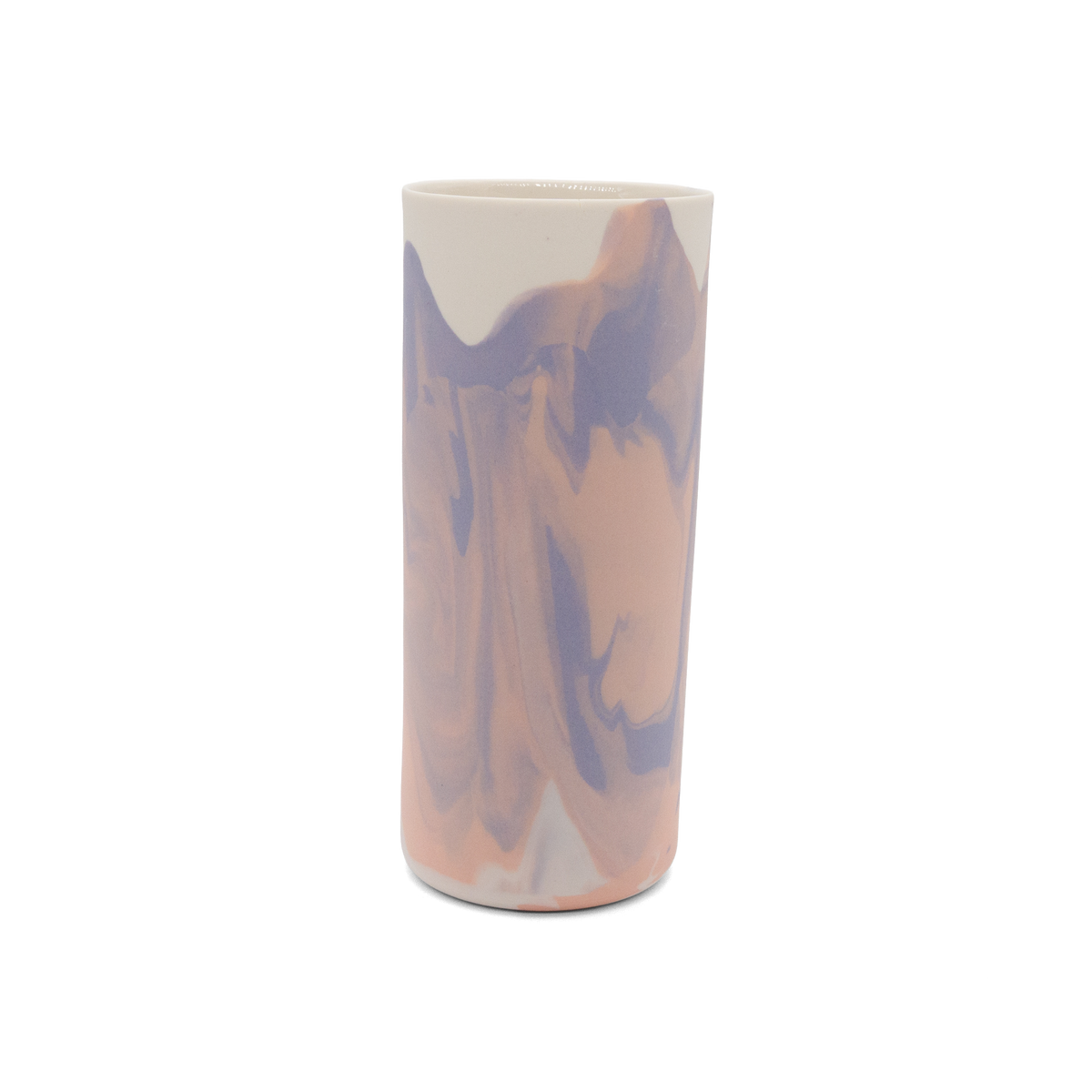 Marmorierte Porzellanvase in Pastellorange, Lila und Vintage Weiß - handgemacht in Berlin.