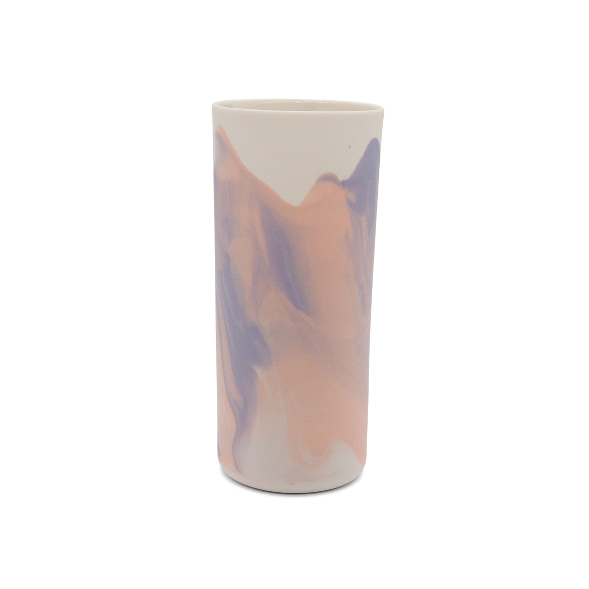 Marmorierte Porzellanvase in Pastellorange, Lila und Vintage Weiß - handgemacht in Berlin.