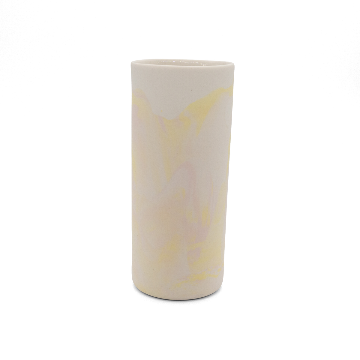 Marmorierte Porzellanvase in Softrosa, Gelb und Vintage Weiß - handgemacht in Berlin.