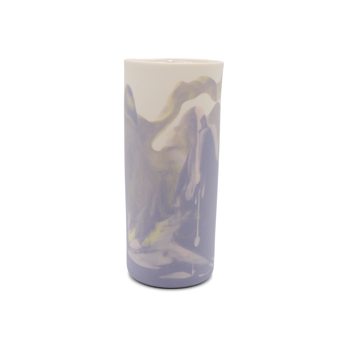 Marmorierte Porzellanvase in Zartrosa, Lila, Pastellgelb und Vintage Weiß - handgemacht in Berlin.
