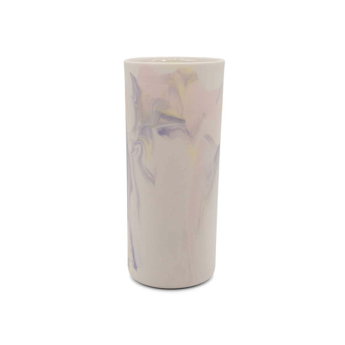 Marmorierte Porzellanvase in Zartrosa, Lila, Pastellgelb und Vintage Weiß - handgemacht in Berlin.