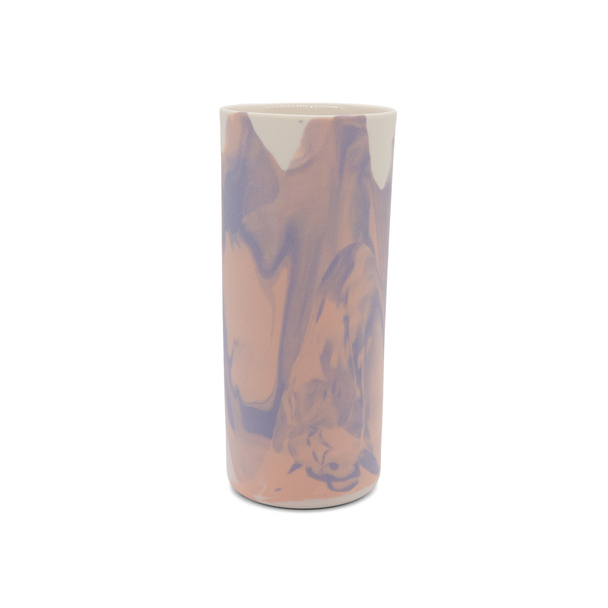 Marmorierte Porzellanvase in Pastellorange, Lila und Vintage Weiß - handgemacht in Berlin.