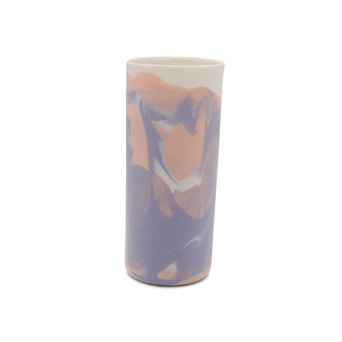 Marmorierte Porzellanvase in Pastellorange, Lila und Vintage Weiß - handgemacht in Berlin.