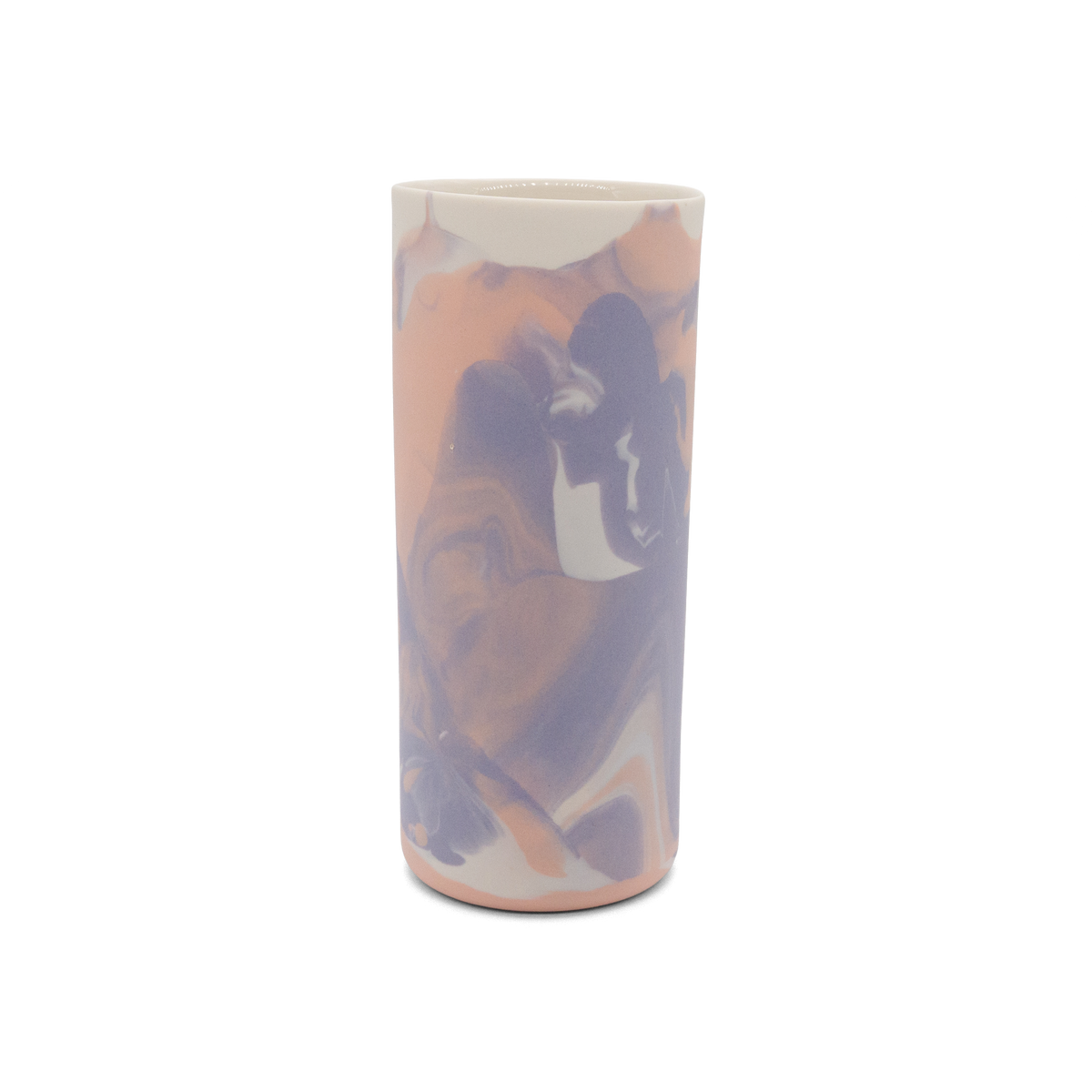 Marmorierte Porzellanvase in Pastellorange, Lila und Vintage Weiß - handgemacht in Berlin.