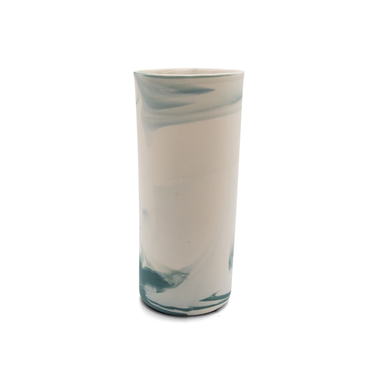  Marmorierte Porzellanvase in Dunkelgrün und Vintage White - handgemacht in Berlin.